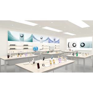 Comptoirs de présentation pour téléphones portables en bois écologique, finition vernie, taille et couleur personnalisables pour les magasins - Product Image 1