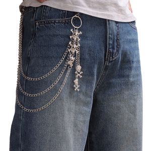 Cadena de cintura metálica con calavera Yueli, colgante pirata de varias capas, estilo gótico hip hop, cadena corporal de moda para uso diario. - Product Image 2