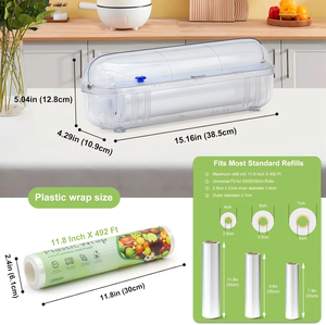 HuamaohengchunPlastic <b>Wrap</b> with Slide Cutter - Food Cling <b>Wrap</b> Reusable Cling Film Dispenser Fits 12" Rolls BPA-Free Cuts - Product Image 6