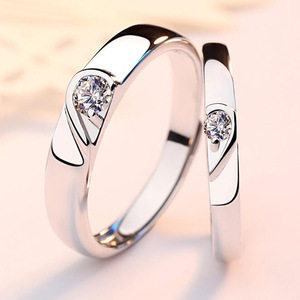 G2970 도매 Anillos 발렌타인 데이 간단한 약혼 선물 웨딩 하트 모양 CZ 다이아몬드 커플 링 패션 보석 반지 - Product Image 4