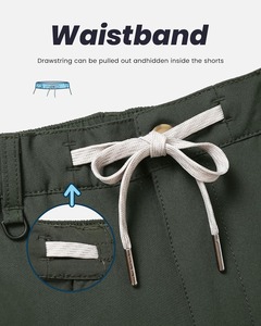 Short d'entraînement écologique et solide à 5 entrejambes pour homme, coupe classique, multi-poches, hybride, à séchage rapide, athlétique, décontracté, avec cordon de serrage, coupe au genou - Product Image 6