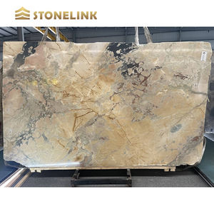 Dalles de marbre naturel Pesca Venato doré Match de livres Carrelages de sol modernes polonais <span class=keywords><strong>D</strong></span>écoration intérieure assortie Grande dalle - Product Image 2