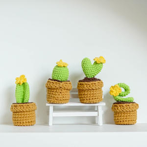 Whole4pc Hilo de lana de ganchillo Hecho a mano Ganchillo positivo Amor <span class=keywords><strong>Corazón</strong></span> Crochet <span class=keywords><strong>Cactus</strong></span> Suculenta Flor en maceta Regalo del Día de la madre - Product Image 6