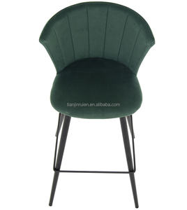 Nouveau design cuisine petit déjeuner forêt vert velours tabouret de bar avec repose-pieds - Product Image 4