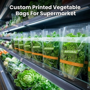 Sac d'emballage trapézoïdal en CPP pour laitue avec trous d'aération pour l'emballage en vrac de légumes et herbes fraîches - Product Image 6