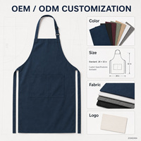 Tablier de cuisine bleu marine lavable et réutilisable, robuste, en polyester filé 240 GSM, réglable, à 2 poches, pour restaurant/hôtel, personnalisable, vente en gros