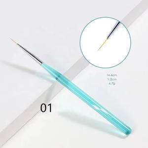 Nail Art Brush Liner Painting Pen Nylon <b>Builder</b> Flat Drawing Manicure Brush UV+LED Curing Metal Handle Nail Art Tools - Product Image 2