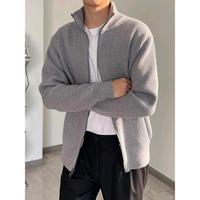 Cardigan en soie tricoté pour homme 2026, col montant décontracté, motif 3D, style américain, coupe ample, pull-manteau automne-hiver
