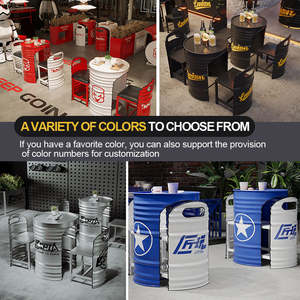 New Model <strong>Industrial</strong> Oil Drum Metal <strong>Design</strong> Restaurant Furniture High bar Table and Chairs High <strong>Top</strong> bar Tables and Tall Chair - Product Image 4