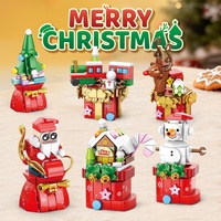 Lele Brothers Nouveau S0009 Jouet d'assemblage éducatif en plastique pour enfants, scènes de Noël transfrontalières avec Père Noël et rennes