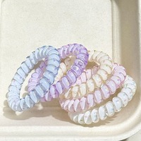 Nouvelle collection été : Élastique à cheveux style coréen, motif floral frais, effet transparent, simple, pour queue de cheval, type cordon de téléphone