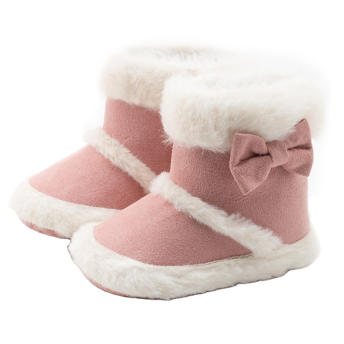 Sheepskin fur baby winter shoes booties infant indoor toddler snow boot lambskin bow baby boots