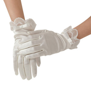 HZS-24014 nouveau court Satin dentelle <span class=keywords><strong>mariée</strong></span> <span class=keywords><strong>ivoire</strong></span> <span class=keywords><strong>gants</strong></span> accessoires <span class=keywords><strong>de</strong></span> mariage arc fête <span class=keywords><strong>gants</strong></span> - Product Image 5