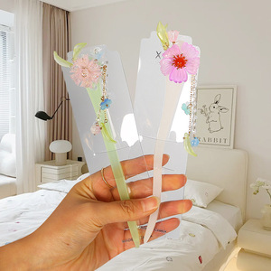 Épingle à cheveux florale à pompon pour femme, accessoire quotidien pour chignon, cheongsam et Hanfu, coiffe décorée de strass - Product Image 2