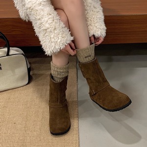 Bottes de neige à semelle épaisse d'inspiration vintage Maillard pour l'extérieur avec doublure en polaire Style d'hiver 2025 Bottes western - Product Image 4