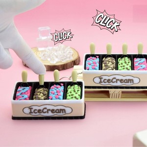 4 Llaveros Antiestrés de Escritorio con Forma de Helado 3D Impreso, Coloridos, con Diseño de Palito de Helado, Regalo - Product Image 1