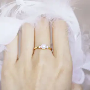 Винтажные женские свадебные украшения для помолвки Цирконий натуральный пресноводный жемчуг 925 стерлингового серебра кольцо