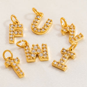 2025 Dainty Handmade DIY Stainless Steel Pendant <strong>Charms</strong> 18K Gold Plated Zircon Letter <strong>Word</strong> <strong>Charm</strong> Pendant for Unisex - Product Image 3
