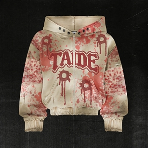 TAIDE Vintage Retro Zip up Hoodie Unisex Heavyweight Acid Wash Distressed Streetwear Sweatshirt Oversized Fit Y2K <strong>Clothing</strong> - Product Image 1