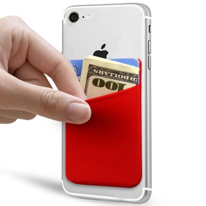 Adhesive Card Holder with RFID Blocking Sleeve Stick-On Stretchy Lycra Mobile Credit Card Holder for Cell Phone - Product Image 3