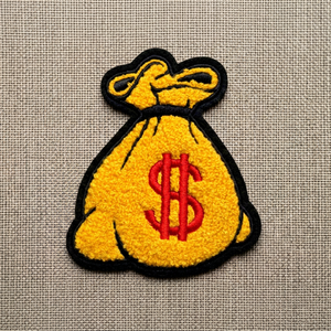 <b>Yellow</b> Money Bag Patch With Red Dollar Sign Embroidered Iron-On Applique For Bags Apparel <b>Accessories</b> - Product Image 1