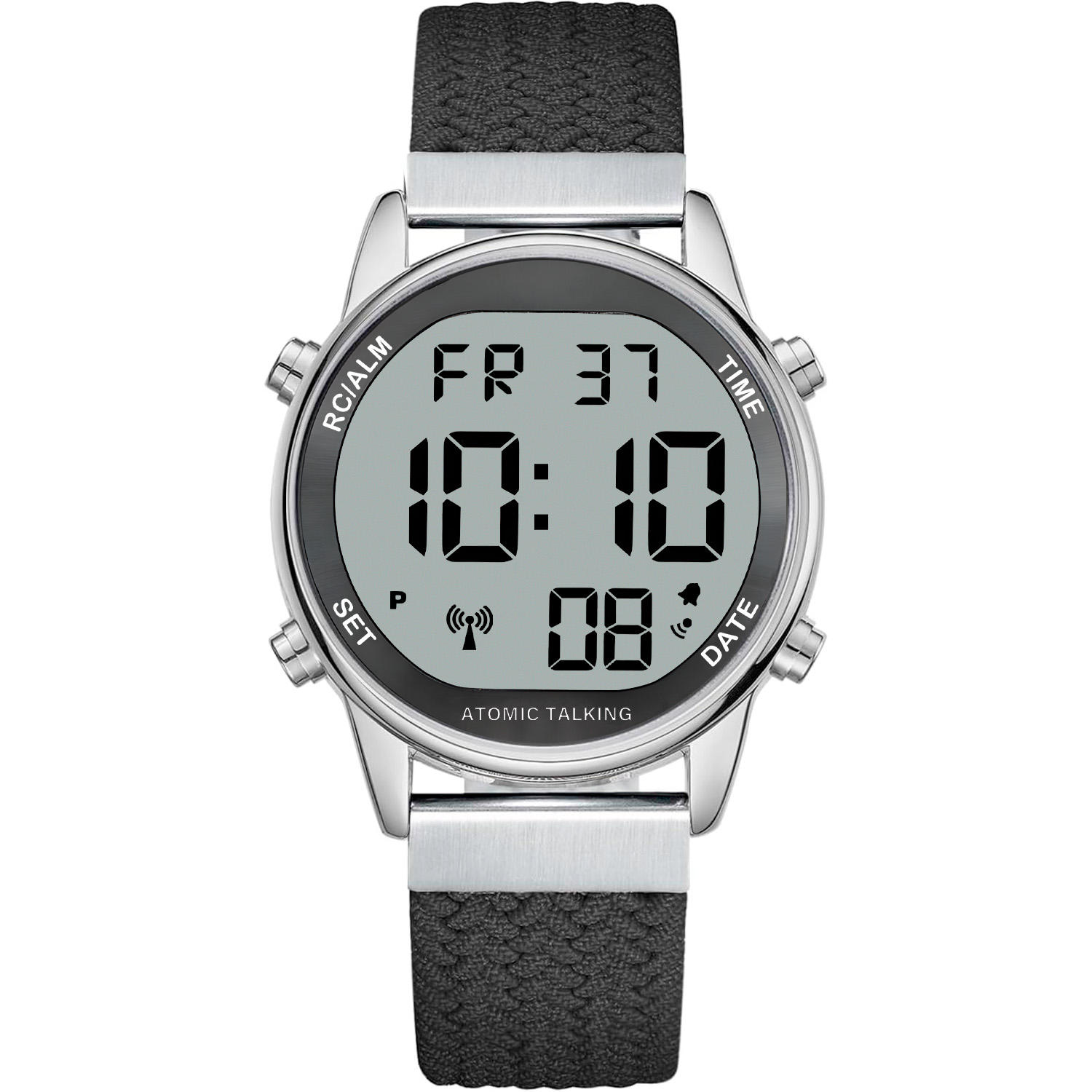 Women's Compact Digital Display Woven Fabric Strap Talking Watch