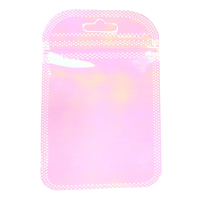 Sacs à fermeture éclair auto-adhésifs à paillettes laser, emballage coloré en PET pour boucles d'oreilles, accessoires pour cheveux, maquillage et cadeaux