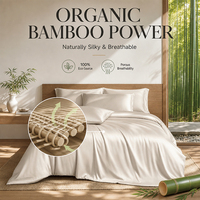 Ensemble de housse de couette en bambou tissé 100% - Queen - Rafraîchissant - Ultra doux - Respirant - Respectueux de la peau - Luxe - Literie 300TC