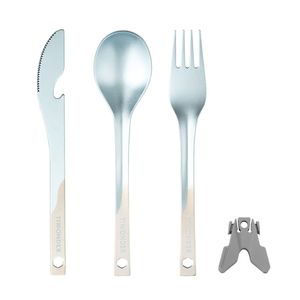 Juego de utensilios de titanio ecológicos para comer al aire libre con tenedor, cuchara y palillos, ligeros, reutilizables, para acampar. - Product Image 6