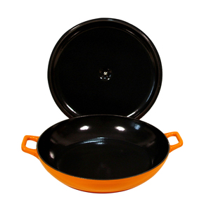 Four hollandais <span class=keywords><strong>en</strong></span> <span class=keywords><strong>fonte</strong></span> émaillée <span class=keywords><strong>jaune</strong></span> de 12.5 ''avec couvercle-Casserole de cuisine polyvalente - Product Image 4