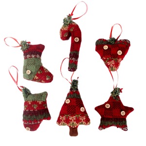 Cloth Christmas <b>Candy</b> <b>Cane</b> Gift Ornaments Decorations Home Window Display Accents Christmas Tree Pendants Small Stockings Plaid - Product Image 5