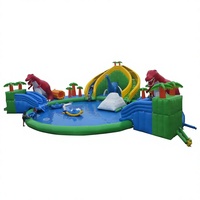 Parc aquatique gonflable commercial Yoja pour l'extérieur, modèle YJ-159, en PVC, logo personnalisé, 18,6x9m, pour enfants, équipement de terrain de jeux