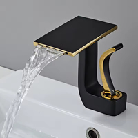 Robinet de lavabo de luxe monocommande chaud/froid en laiton, mitigeur cascade pour lavabo de salle de bain