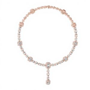 Collier pendentif ovale LUXE en or rose 18 carats plaqué rhodium avec halo de diamants de laboratoire 12 carats à taille mixte, idéal pour les fêtes, mariages et cadeaux - Product Image 1