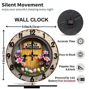 Round Wooden Wall <b>Clock</b> 25x25cm Hollow Silent Non Ticking Home Decor Art - Product Image 3