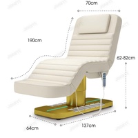 Fauteuil Esthétique Électrique Personnalisé 4 Moteurs, Table de Massage Inclinable avec Base Dorée et Commande au Pied