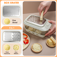 Grande râpe manuelle à légumes de grande capacité avec bol de 1380 ml, récipient en verre, trancheuse à fromage, râpe à fromage en acier inoxydable, cuisine durable