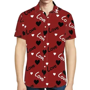 Camisas de manga corta para hombre del Día de San Valentín rojo vino personalizado Premium, camisas con botones bastante ligeras, fecha de vacaciones, Top de verano