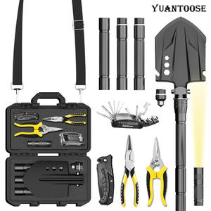 Pelle tactique multifonction Yuantoose avec hache, outil de survie pliable pour le camping en plein air et l'utilisation en véhicule, poignée noire en forme de D - Product Image 3