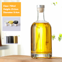 Bouteille personnalisée en verre transparent de 200 ml, 375 ml, 500 ml, 750 ml, 1000 ml pour spiritueux, vin, whisky, vodka, tequila, avec bouchon, résistante au congélateur