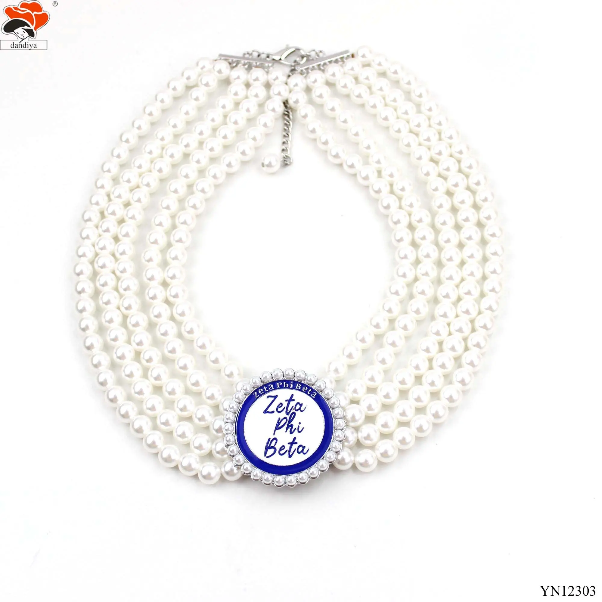 Zeta phi Beta charm FIVE strand ABS pearls NECKLACE Greek Sorority &Fraternity products Jewelry CEP XHO