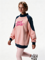 Sweat-shirt à col montant pour femme, ourlet allongé, patch personnalisé, logo brodé, pull décontracté pour l'extérieur