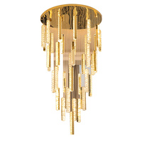 Lustre suspendu en cristal à têtes carrées k9, lampe de pluie moderne avec Spot Led