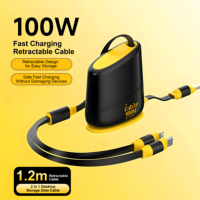 Accesorios Móviles al por Mayor, Cable de Datos Retráctil 2 en 1 USB-C de 100W y 1.2m con Carga Rápida para iPhone