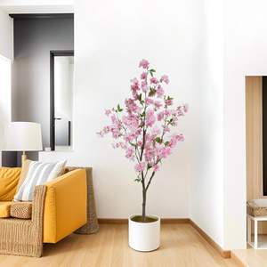 Fleurs <span class=keywords><strong>de</strong></span> cerisier artificielles d'intérieur <span class=keywords><strong>de</strong></span> style europé<span class=keywords><strong>en</strong></span> 120cm Plante <span class=keywords><strong>en</strong></span> <span class=keywords><strong>pot</strong></span> <span class=keywords><strong>en</strong></span> plastique vert fleurs plancher souhaitant décoration d'arbre - Product Image 2