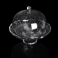 Présentoir à gâteau en verre transparent gaufré avec dôme, assiette à gâteau sur pied en cristal, présentoir à desserts pour mariage arabe