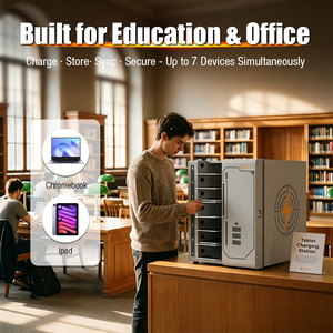Armoire de charge verrouillable à 7 compartiments pour tablettes et ordinateurs portables, casier de rangement métallique personnalisé pour appareils, à poser au sol pour écoles, bureaux et salles de classe - Product Image 2