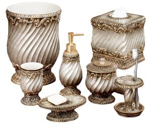 ประเทศจีนผู้ผลิตชุดอาบน้ำเรซิ่นชุบหรูหราอุปกรณ์ห้องน้ำทองชุดอุปกรณ์ห้องน้ำชุดห้องน้ำสำหรับตกแต่งบ้าน - Product Image 3