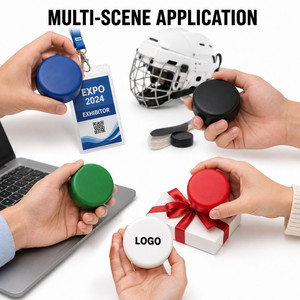 Balle anti-stress en PU personnalisée avec logo, en forme de rondelle de hockey, jouet souple à presser pour soulager le stress, événements sportifs, cadeau promotionnel, souvenir d'équipe - Product Image 2