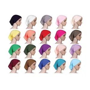 फैक्टरी थोक कस्टम लोगो ठोस रंग mercerized कपास मुस्लिम महिलाओं underscarf कपास मुस्लिम हिजाब टोपी पगड़ी